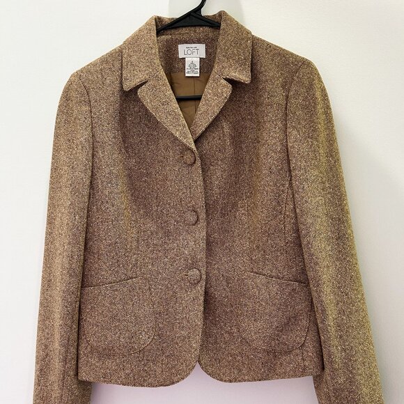 Loft Brown Tweed Blazer Jacket by Ann Taylor Size 6 - Picture 1 of 6
